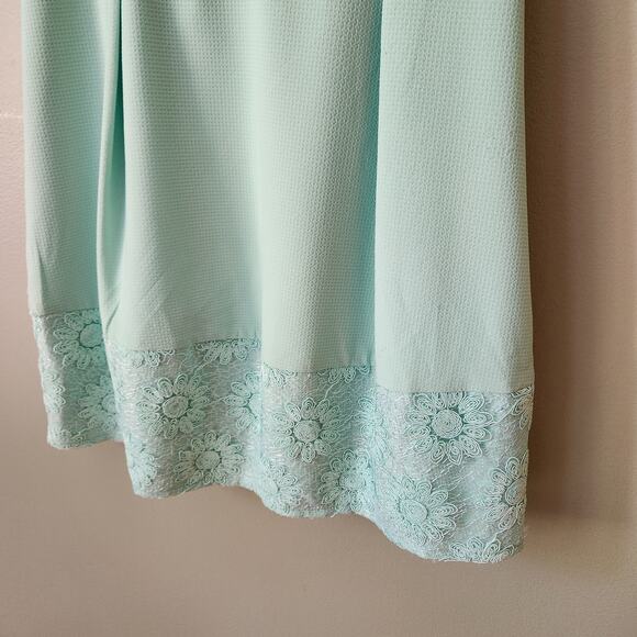 Marineblu Mint Blue Green Daisy Lace Pleated Sleeveless Dress - Picture 4 of 8